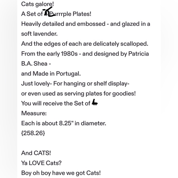 The Meow Collection by Patricia B A Portugal Cat Embossed Salad Plates - Purple - Picture 7 of 7